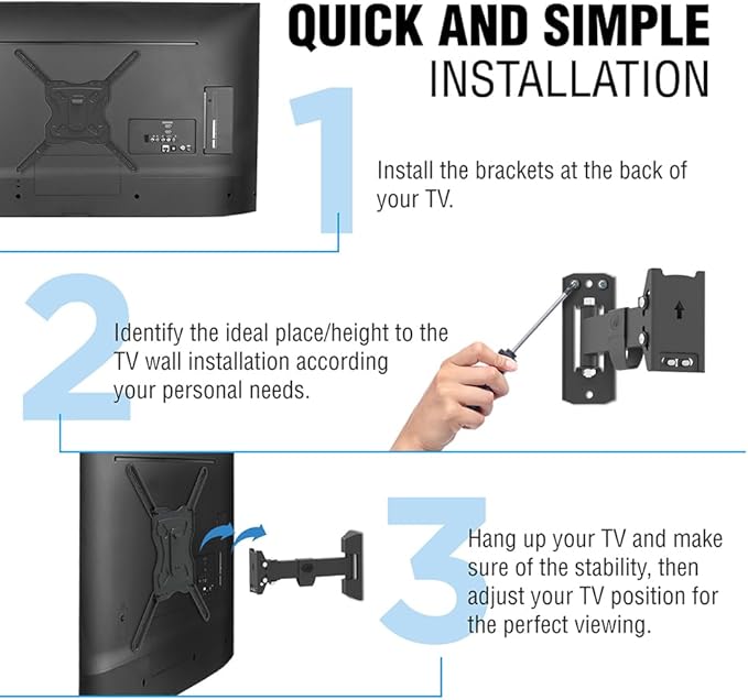 ELG Full Motion TV Wall Mount for TVs 26'' to 65'', Holds up to 66.1lbs, Articulating Arms Swivels Tilt Extension, Max VESA 400x400mm, FULL40, Steel, Black