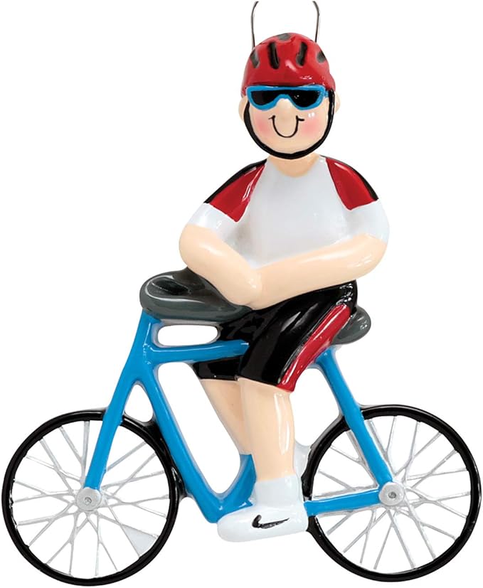 Personalized Cycling Ornament 2025 - Blue Bike Ornaments for Christmas Tree Male Cycling Gifts Dirt Bike Ornament Workout Fitness Exercise Ornaments by Elves