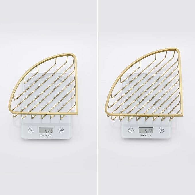 [2 Pack Bathroom Corner Shower Caddy Shelf Organizer, SUS304 Stainless Steel Heavy Duty Rust-Proof Shelf Holder, Wall Mounted Storage Rack for Bathroom Kitchen, Brushed Gold