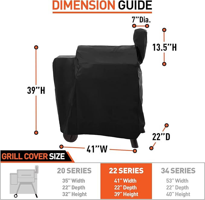 Pellet Grill Cover Compatible with Traeger Pro 22 Series - Waterproof Wood BBQ Smoker Protector for Century 22, Eastwood 22, Pro 575, Lil' Tex Elite 22, Heavy Duty Polyester Grilling Covers