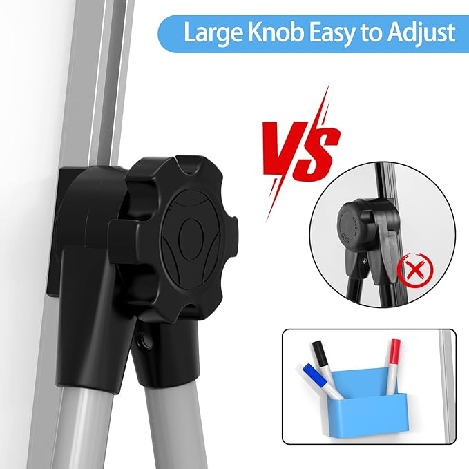 Double Sided White Board with Stand - 40x28 Portable Whiteboard Easel with Height Adjustable & 360° Rotation for Home Office Classroom, Standing Dry Erase Board for Presentation