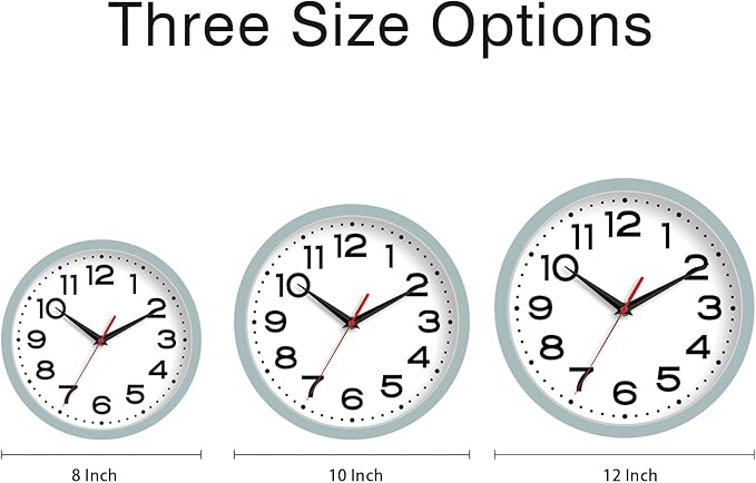 Wall Clock Silent Non-Ticking Modern Clock Battery Operated10 Inch Small Classic Analog Decorative for Kitchen, Bathroom, Office, Bedroom, Home(Blue Gray)