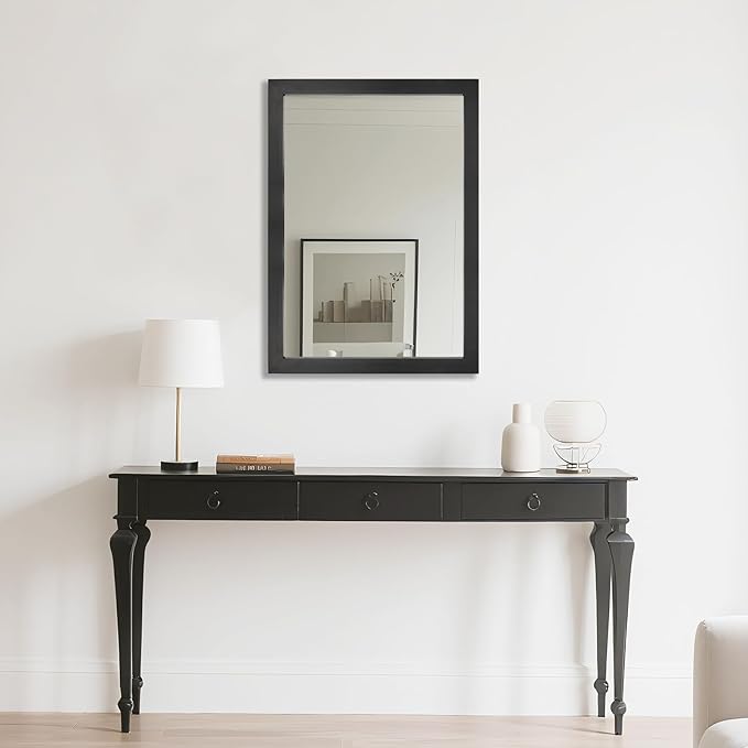 Ruomeng Rectangular Wall Mirror 24"x36" for Bathroom, Bedroom, Entryway, Living Room, Black