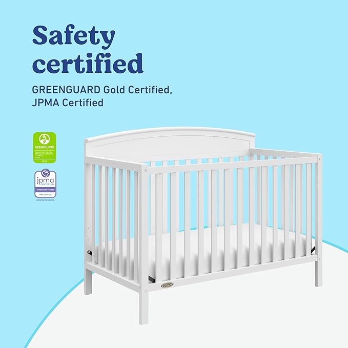 Graco Benton 5-in-1 Convertible Crib (White) – GREENGUARD Gold Certified, Converts from Baby Crib to Toddler Bed, Daybed and Full-Size Bed, Fits Standard Full-Size Crib Mattress