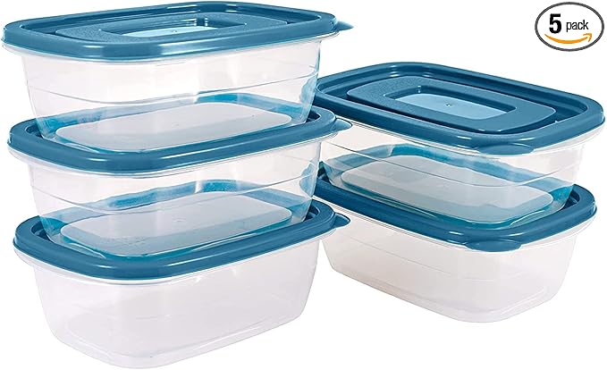 5PCS Small Food Storage Containers,Freezer Microwave safe,Food Container Sets,BPA Free Plastic Meal Prep Containers & Kitchen Set,Lunch Containers,use for School,Work and Travel,0.53 Quarts Per Box