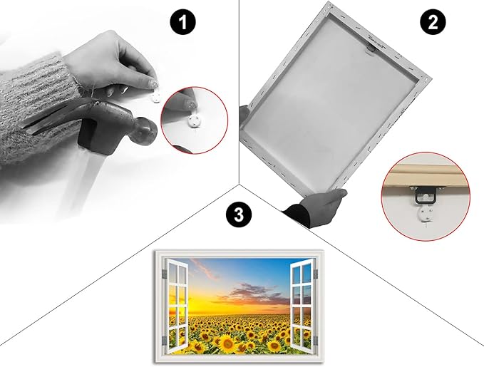 Sunflower Wall Art Decor for Living Room Window Style Sunset Canvas Picture for Bedroom Realism Yellow Flowers Filed Artwork for Bathroom Nature Landscape Prints Paintings for Kitchen Home Office