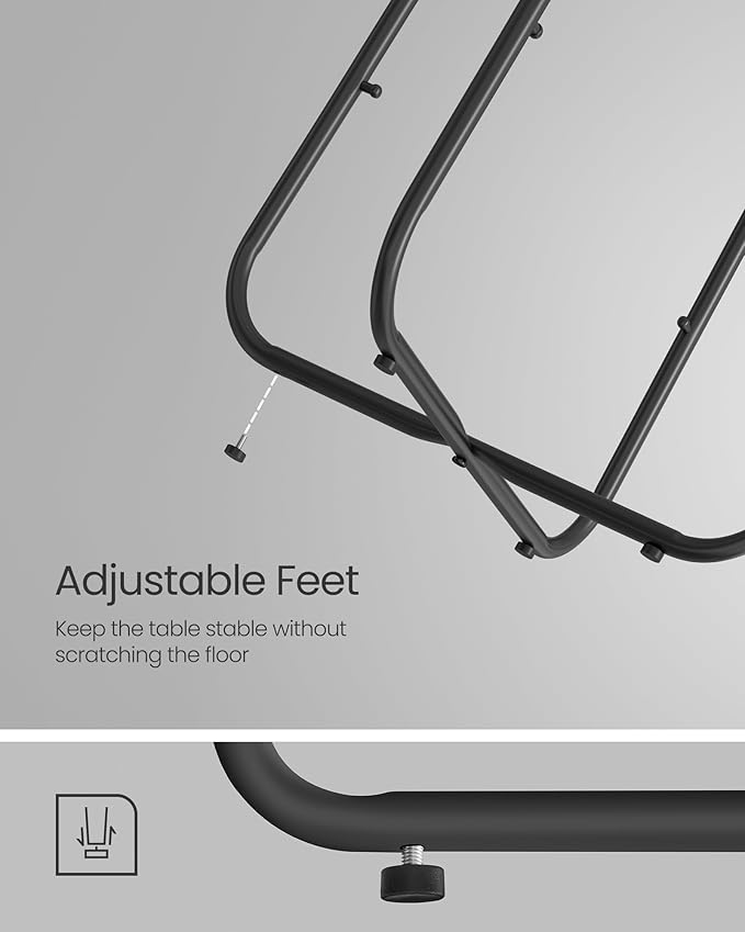 VASAGLE Small Round Side End Table, Modern Nightstand with Fabric Basket, Ebony Black and Slate Gray ULET223B01