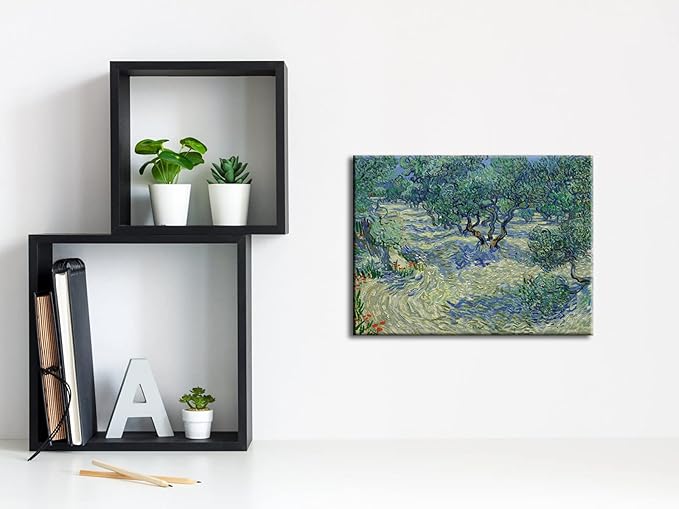 Wieco Art Olive Grove Canvas Print of Vincent Van Gogh Wall Art Paintings Reproduction Field Pictures Artwork for Living Room Wall Decor and Home Decorations