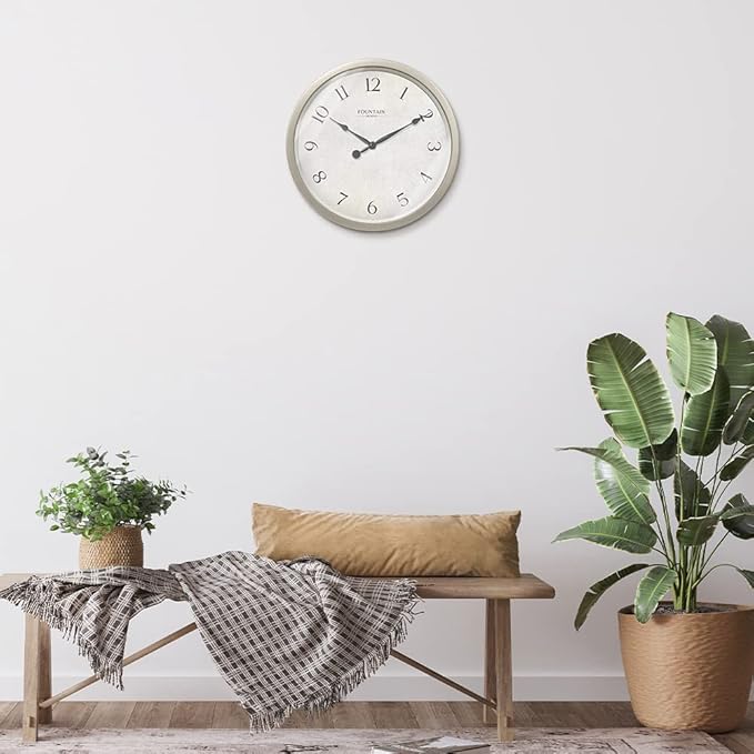 Modern Farmhouse Clock, Non Ticking Silent Clock, Modern and Vintage (Morning Silver, 10 inch)