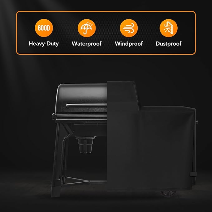 Heavy Duty 600D Polyester Cover Compatible with Traeger Grills BAC761 Woodridge Pellet Grill and Smoker TFB86MLH All Weather Grill Cover Accessory Replacement