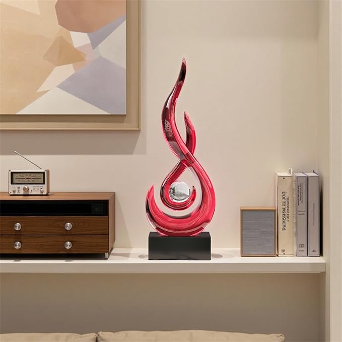 AWNR Abstract Art Deco Decor Statues for Home,Shelves,Table,Living Room, Dining Room,Modern Sculpture Decoraciones of Homes for Sale (Transparent red)