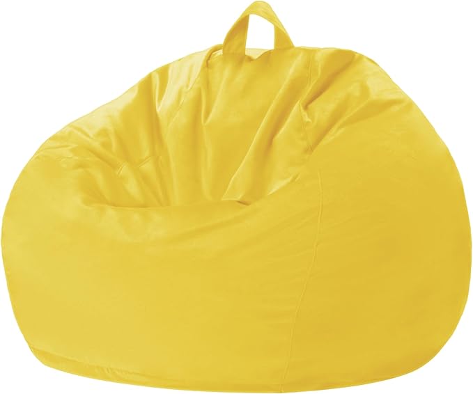 Homguava 2FT Bean Bag Chair: 2' Bean Bags with Memory Foam Filled,Comfy Beanbag Chairs Round Bean Bag Sofa with Dutch Velvet Cover-Yellow