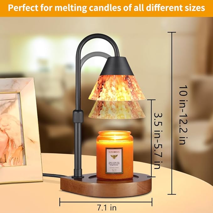 Candle Warmer Lamp with Timer, Dimmable Electric Candle Warmer,Candle Melter for Scented Candles Top-Down Candle Melting,Home Decor Mothers Day Birthday Gifts for Women Mom Grandma(Mixed Color Glass)