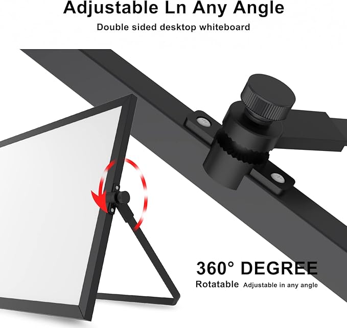 OWill Black Dry Erase White Board, 16inX12in Large Magnetic Desktop White Board with Stand,A3 Magnetic Whiteboard & Portable Double-Sided Whiteboard Easel for Drawing in School & Home