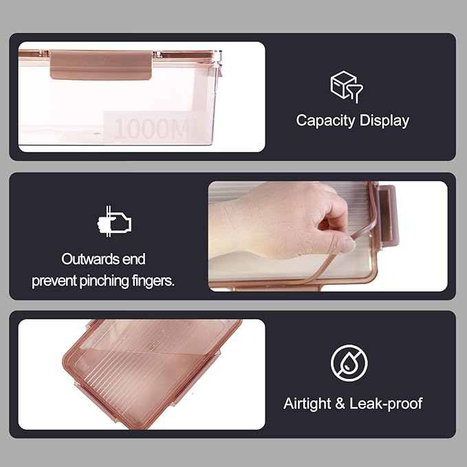 Eclirgan Freezer Storage Containers,Reusable Food Containers Set with BPA Free/Airtight,Clear Food Storage Set with Lock/Lids for Salad/Fruit(0.5/1/2 QT)