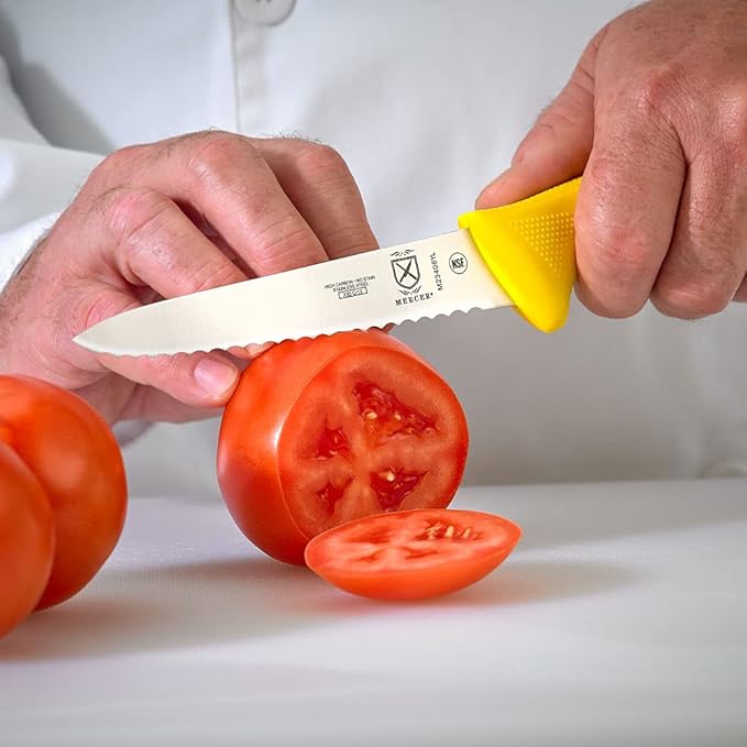 Mercer Culinary Millennia Color Handle Cutlery 6" Utility Knife (Wavy Edge) Yellow