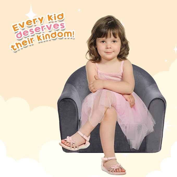 ALIMORDEN Adorable Toddler Chair, Snuggly Foam Seat for Little Ones with Removable Washable Cover - Soft Reading Couch for Boys and Girls, Grey