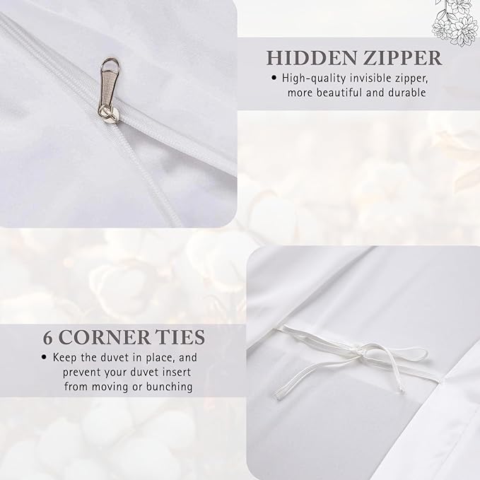 Twin/XL Duvet Cover 1000 Thread Count Sateen Weave 3 Piece Egyptian Cotton Duvet Cover Set and 2 Pillow Shams 100% Long Staple Quilt for Comforter (White)