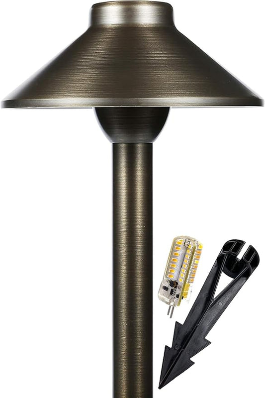 LED Pathway 124 Landscape Lights - 12V Solid Brass Low Voltage LED G4 3.5W 2700K Bulb Outdoor Mushroom Security Garden Patio Deck Pool Area Lights