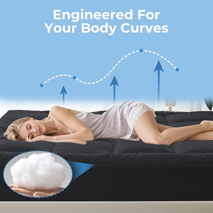 YUGYVOB Twin Mattress Topper - 600GSM Extra Thick Cooling & Breathable Mattress Pad with Deep Pocket 8"-21" & Soft Down Alternative Filling, Grey