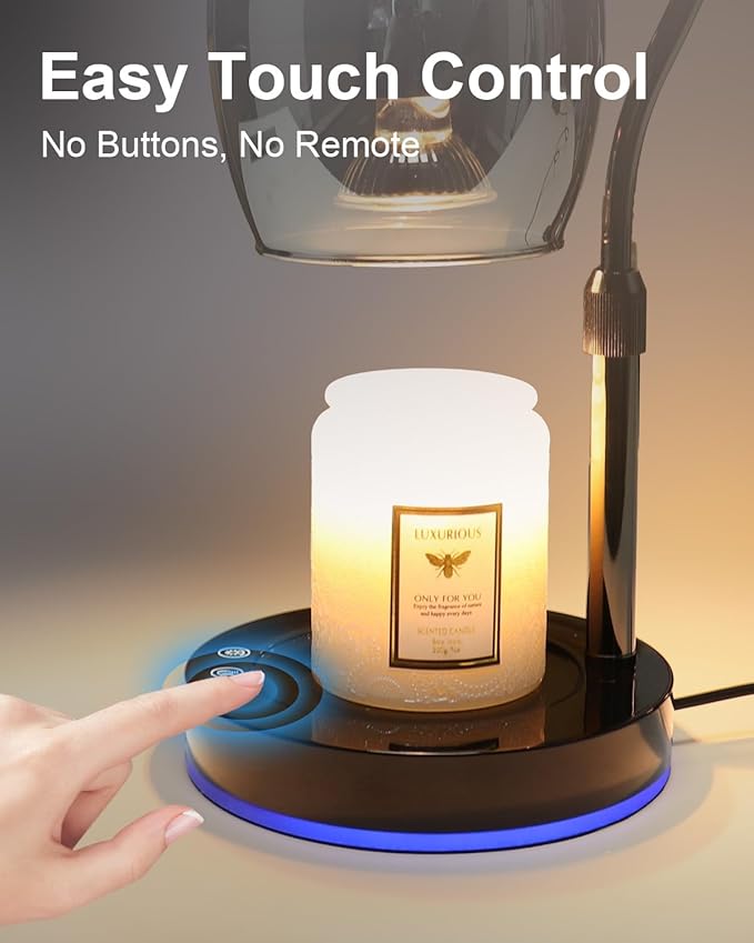 Hisummer Candle Warmer Lamp with 7 Colors RGB & Touch Dimmer, Height Adjustable Swan Neck for Scented Jar Candles, Includes 2 Bulbs, 24V Safe Wax Warmer for Home Decor Gift for Women Mom (Marble Vein)