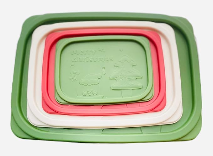 Plastic Food Storage Container Set, 4 Containers with Lids, Assorted Colors (RECTANGULAR MERRY)