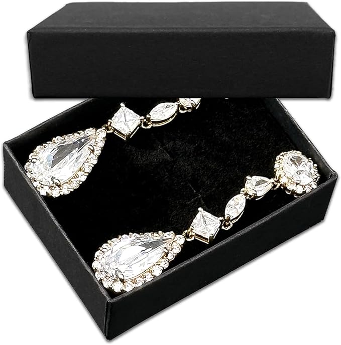 TheDisplayGuys - 24-Pack Cardboard Kraft Paper Jewelry Gift Boxes w. Velvet Padding - Earrings - Matte Black - #11 (2.1" x 1.6" x 0.8")