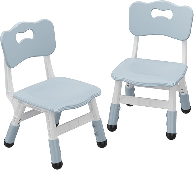 GAOMON Kids Chair, 3 Level Height Adjustable Kid Chair, Plastic Toddler Chairs for Children Boys Girls Age 2-6, Suitable for Home Family Classroom Nursery Indoor Use (2 Pack, Grayish Blue)