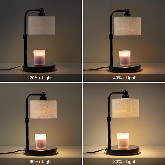 Candle Warmer Lamp with Timer, Dimmable Candle Wax Warmer, Height Adjustable Electric Candle Lamp Warmer with 2 Bulbs, Birthday Gifts for Women Her, Mom Gifts Idea, Vintage Home Decor for Bedroom