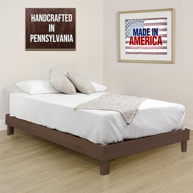 Solid Hardwood Platform Bed Frame with Slats, Quality Crafted in Pennsylvania, USA from Poplar by Mennonite Artisans, No Box Spring Needed, Easy Assembly