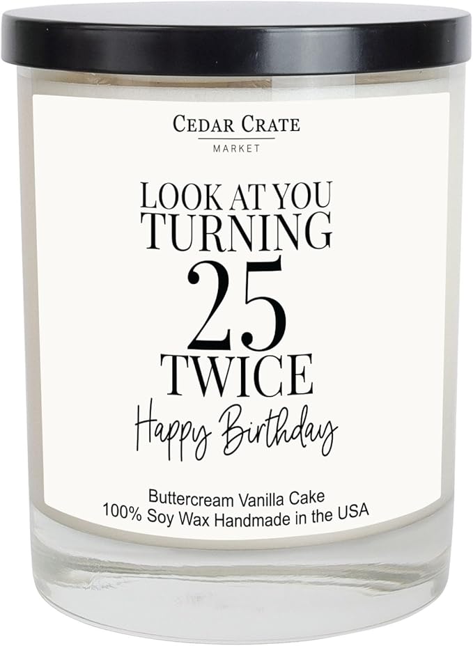50th Birthday Gifts for Her - Best Ideas, Buttercream Vanilla Scented, 100% Soy Candle for Women, Friends, Mom, Wife, Sister, Grandma, Handmade Aromatherapy Candles Decoration