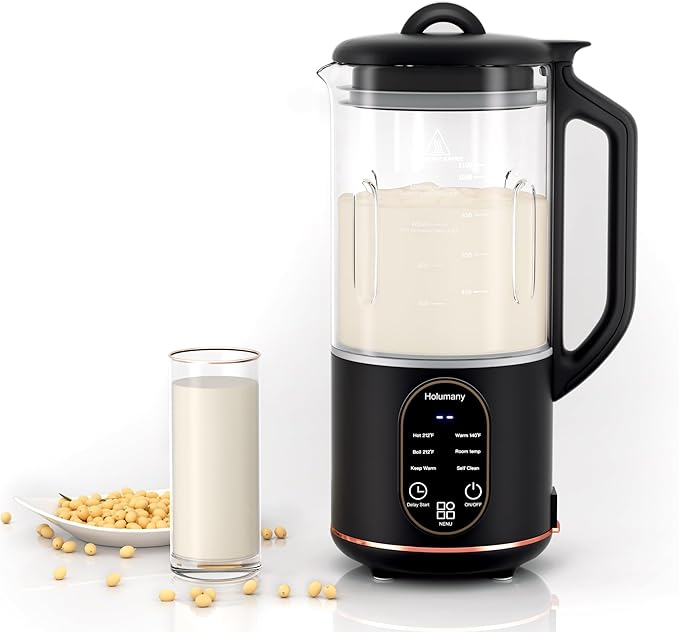 Nut Milk Maker, 35oz Automatic Milk Maker for Homemade Almond, Oat, Soy Milk, Plant-Based Milk and Non-Dairy Beverages, Milk Maker Machine with Delay Start/Keep Warm/Self Clean/Boil Water