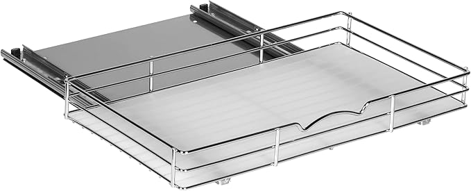 Pull Out Cabinet Organizer for Spices, Cans - Heavy Duty with Lifetime Limited Warranty- Pull Out Spice Rack- Cabinet Pull Out Shelf for Cans,Dishes, Etc, 18-3/8"Wx 10-1/2"D x 2-3/4” H, Chrome