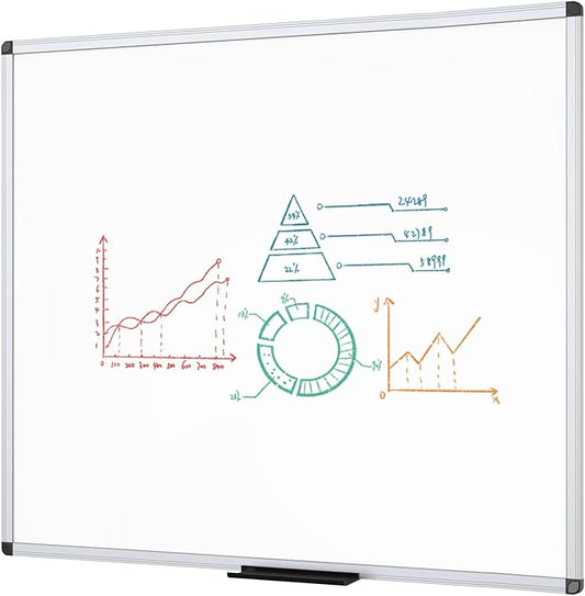 VIZ-PRO Dry Erase Board/Magnetic Whiteboard, 48 x 48 Inches, Large Wall Mounted Board for School Office and Home 4' x 4'