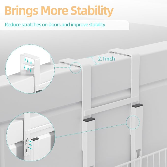 6 Tier Over the Door Pantry Organizer, Foldable Metal Over the Door Hanging Spice Rack with 6 Baskets, Adjustable Hanging Storage Rack for Kitchen, Bedroom, Laundry Room, Bathroom Essentials, White
