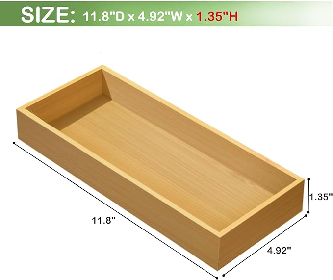 Desktop organizer, Bamboo storage tray for small tools, For office cabinets Bathroom 11.8x4.92x1.34 Inches(1 - PCS)