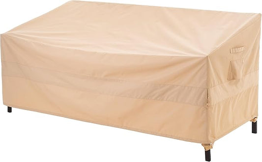 WJ-X3 Ripstop 3-Seater Outdoor Couch Cover, Heavy Duty Patio Sofa Cover,Waterproof & Wind Resistant,82W x 39D x 36H, Beige
