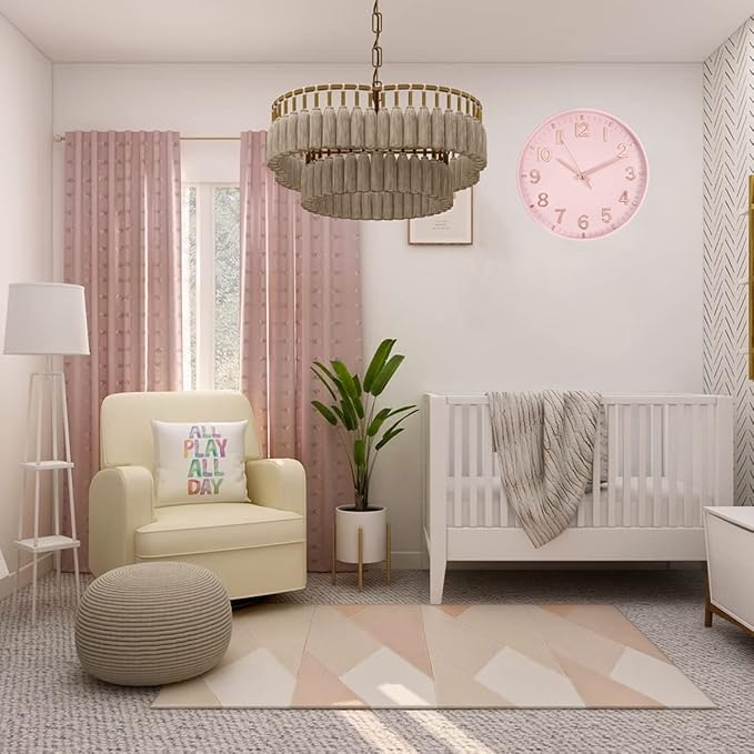 HZDHCLH Pink Wall Clocks Battery Operated,12 inch Silent Non Ticking Modern Wall Clock for Living Room Bedroom Kitchen Office Classroom Decor