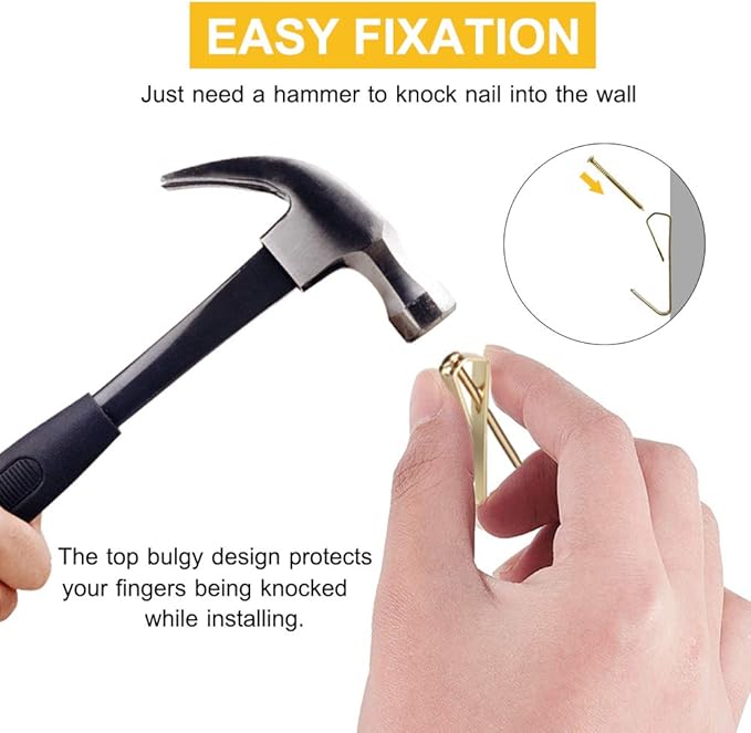 160Pcs Picture Hangers, FUZANWJ Heavy Duty Picture Hanging Kit, Picture Hanging Hooks, Nails for Hanging Picture, Picture Hooks on Wooden Wall / Drywall for Pictures, Canvas, Mirror, Holds 10-100 lbs