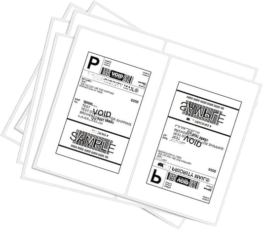 BESTEASY 200 Round Corner Half Sheet Self Adhesive Shipping Labels for Laser and Ink Jet Printers, White Blank (100 Sheets, 200 Labels)