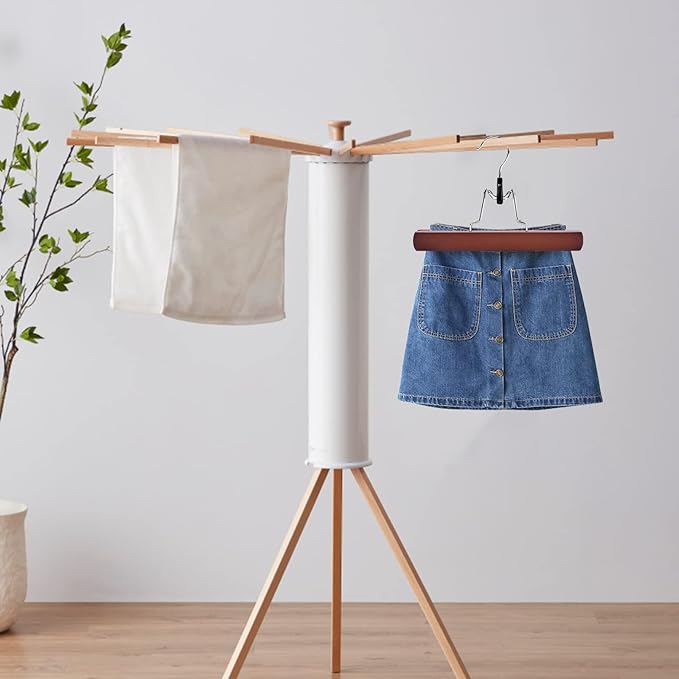 Nature Smile Wooden Pants Skirt Hangers, Smooth Finish Solid Wood Non Slip Jeans Slack Clamp Hangers Hair Extension Hangers (10 Pack Cherry)…