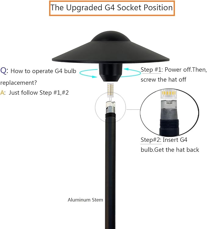 Arrownine Cast Aluminum Low Voltage Landscape Path Area Spread Lighting Pathway Lights Included Ground Spike,Wire Connectors Free Replaceable 3 Watts G4 LED Bulb Warm White 2-Pack (Black Finish)