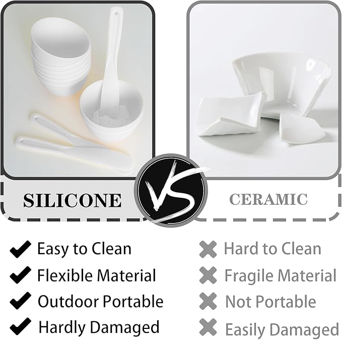 12Pcs Silicone Facial Mask Bowl DIY Face Mask Mixing Bowl for Facials Home Salon Spa Skin Applicator Bowl with Stir Sticks, White