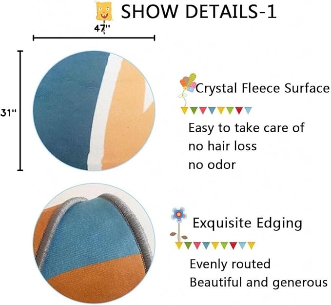 Kid Rug Carpet Playmat for Toy Cars and Train，Play Area Rug with Rubber Backing，Fun Throw Rug，Ideal Gift for Children Baby Bedroom Play Room(80×120cm/32×47in) Y4