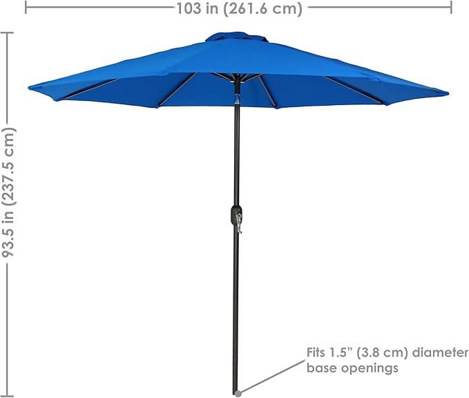 Sunnydaze Sunbrella 9-Foot Patio Umbrella with Auto Tilt and Crank - Rust Resistant Aluminum Pole