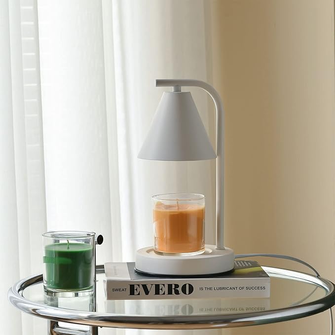 Candle Warmer Lamp, Electric Candle Lamp Warmer Birthday for Mom Women Home Bedroom Decor Dimmable Wax Melt Warmer for Scented Wax with 2 Bulbs, Jar Candles (White)