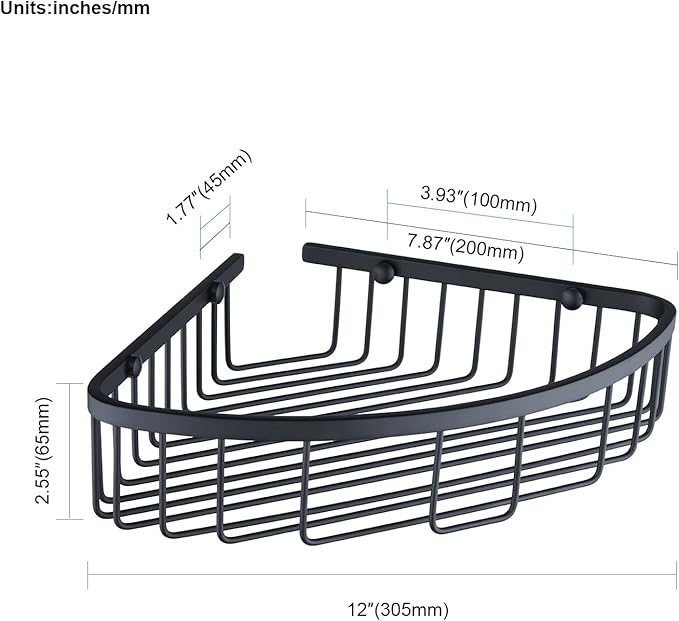 Bathroom Shower Caddy Corner Shelf, Corner-Hollow Design, Ultra Sturdy Rust-Proof Stainless Steel Shelf Organizer Shampoo Holder, Wall Mounted Storage Rack for Bathroom, Matte Black