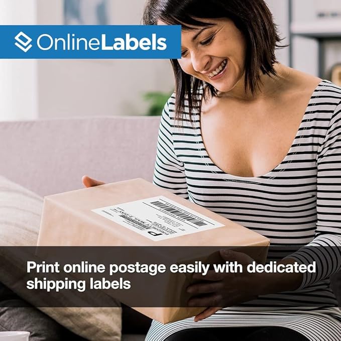 OnlineLabels 8.5 x 5.5 Half-Sheet Shipping Labels - Permanent, White Matte - for FBA, FedEx, UPS - Pack of 10,000 Labels, 5,000 Sheets - Inkjet/Laser Printers