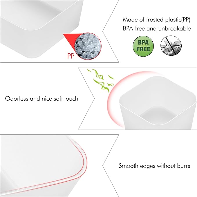 Poeland 15 Pcs Drawer Organizer Tray Storage Box for Bedroom Dresser Bathroom Kitchen, Frosted