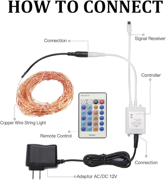 Decute 300Led 99FT Copper Wire Christmas Fairy String Lights Dimmable with Remote Control Starry Lights with UL Cerficated Decorative for Party Wedding Bedroom Yard Christmas Tree Warm White